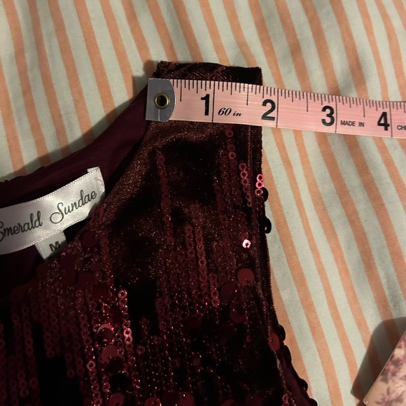 NWT Wine Colored Sequence Dress - Picture 7 of 7
